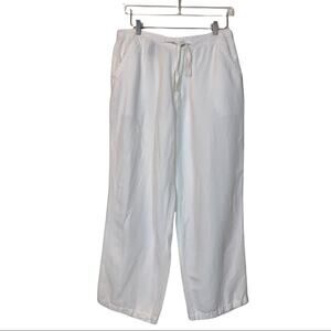 Cubavera White Linen Blend Wide Leg Elastic Waist Casual Pants Women's Large